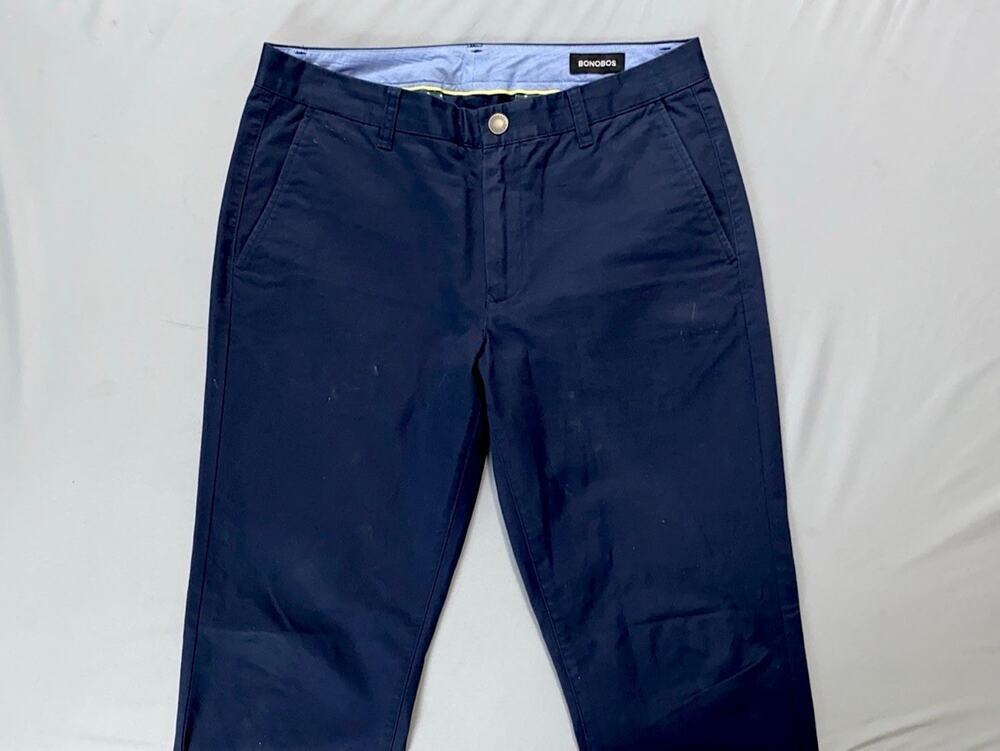 Bonobos Slim Fit Flat Front Casual Chino Pants. Navy Blue, Men's 32X32. EUC!